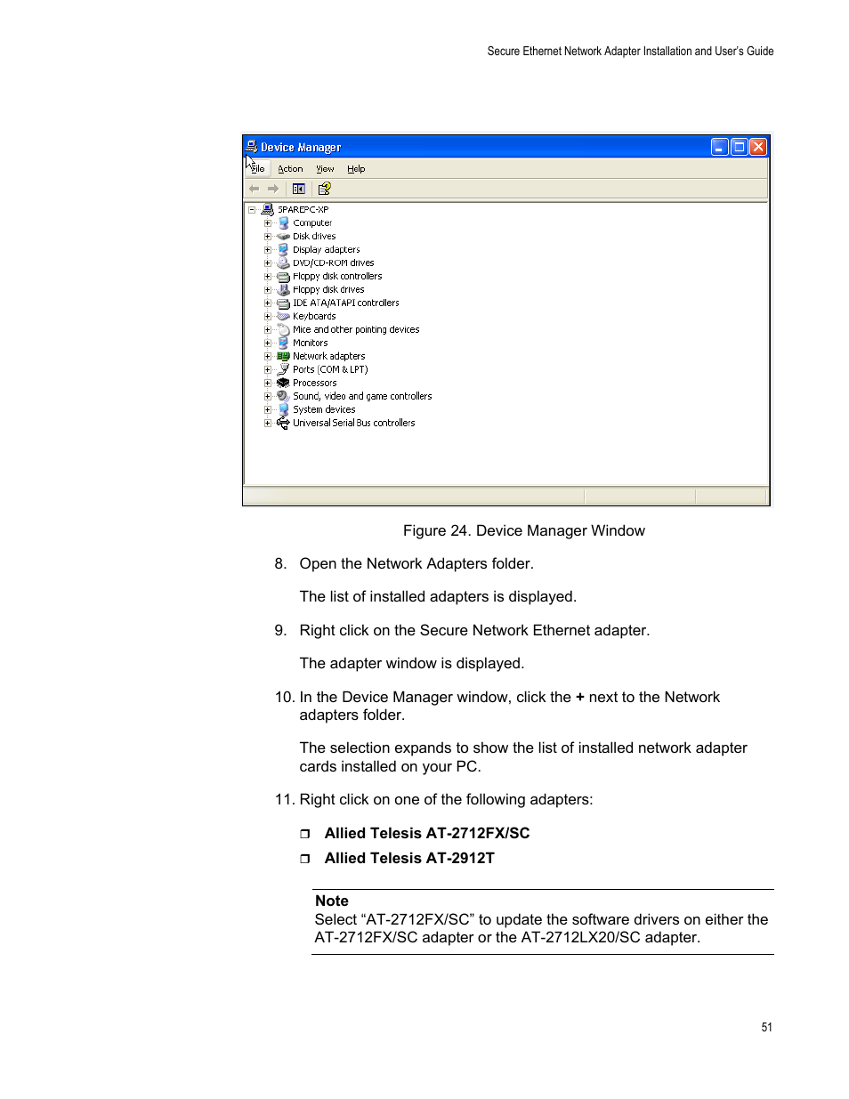 Figure 24. device manager window | Allied Telesis AT-2912T User Manual | Page 51 / 100