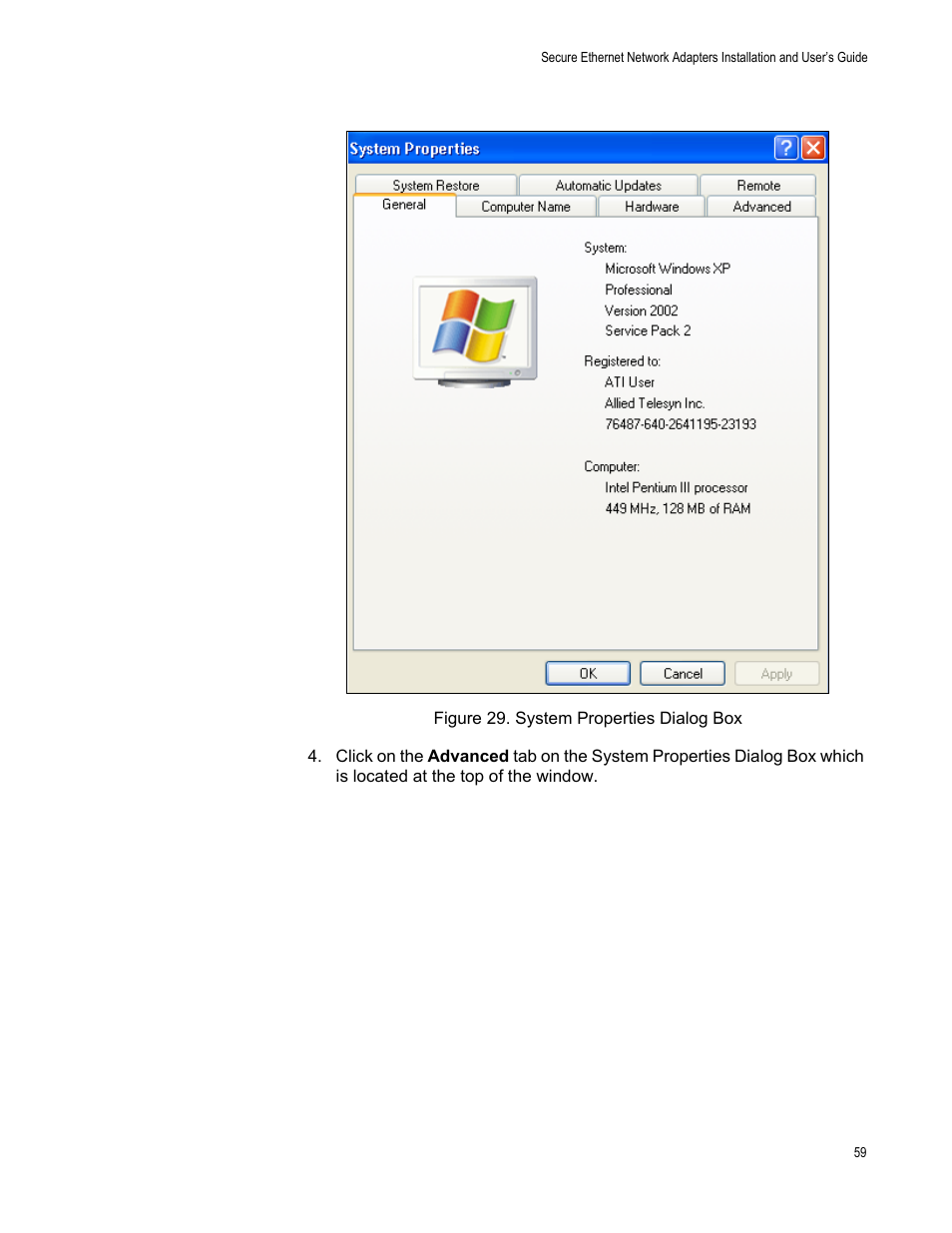 Figure 29. system properties dialog box | Allied Telesis AT-2912T User Manual | Page 59 / 100