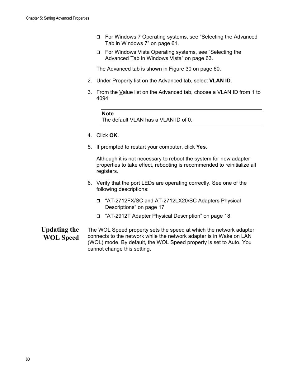 Updating the wol speed | Allied Telesis AT-2912T User Manual | Page 80 / 100