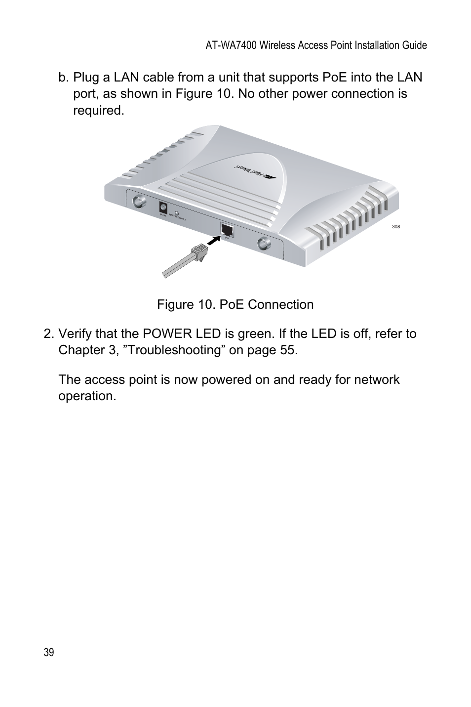 Figure 10: poe connection39 | Allied Telesis AT-WA7400 User Manual | Page 41 / 62