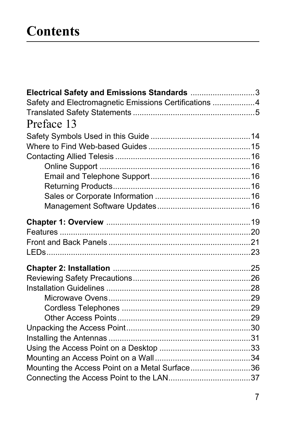 Allied Telesis AT-WA7400 User Manual | Page 9 / 62