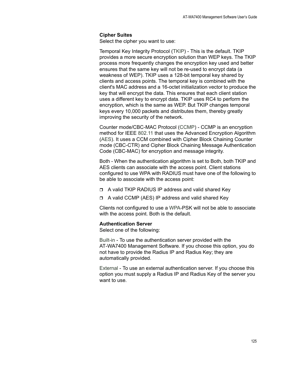 Allied Telesis AT-WA7400/EU User Manual | Page 125 / 364