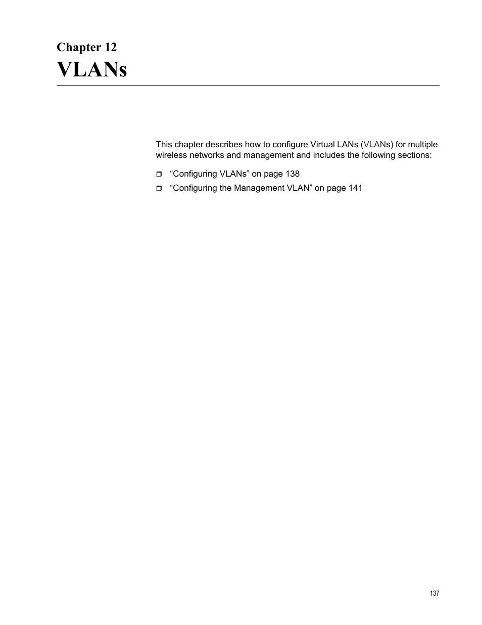 Chapter 12, Vlans | Allied Telesis AT-WA7400/EU User Manual | Page 137 / 364