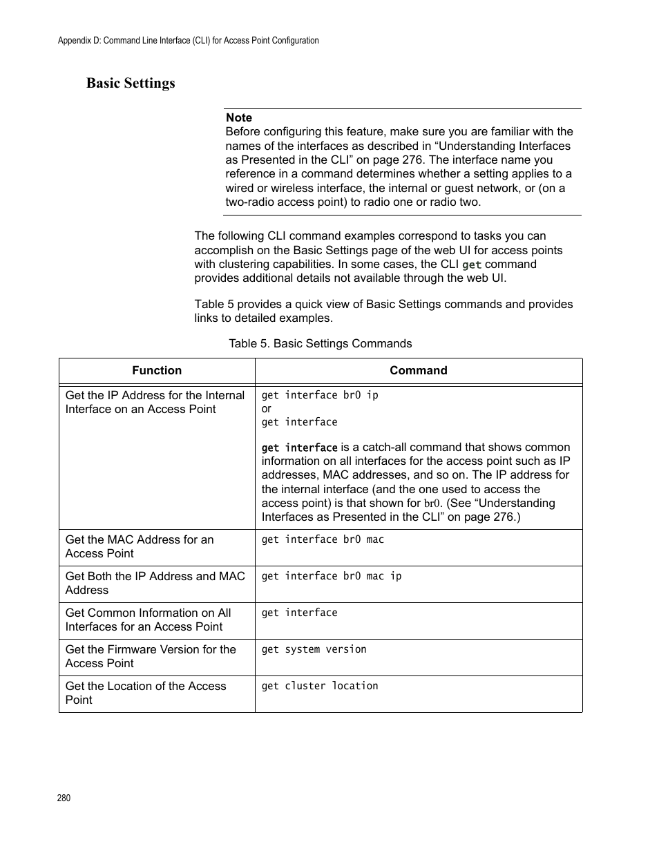 Basic settings, Table 10. basic settings commands | Allied Telesis AT-WA7400/EU User Manual | Page 280 / 364