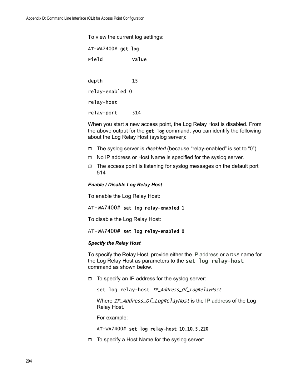 Allied Telesis AT-WA7400/EU User Manual | Page 294 / 364