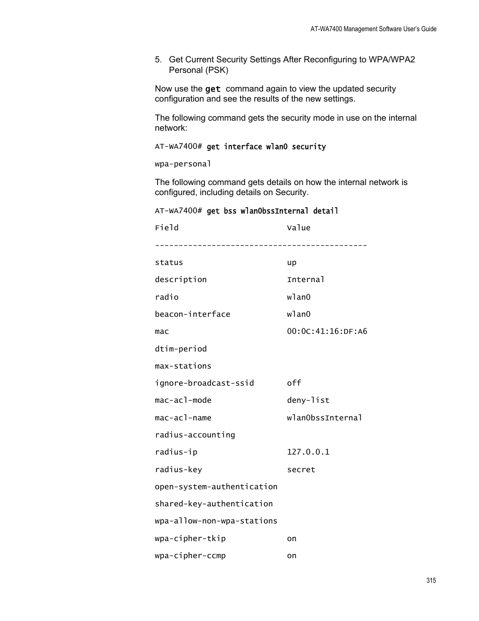 Allied Telesis AT-WA7400/EU User Manual | Page 315 / 364
