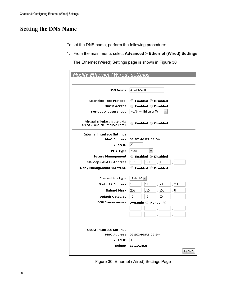 Setting the dns name | Allied Telesis AT-WA7400/EU User Manual | Page 88 / 364