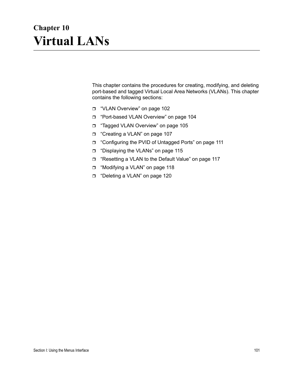 Chapter 10, Virtual lans, Chapter 10: virtual lans | Allied Telesis AT-S79 User Manual | Page 101 / 348