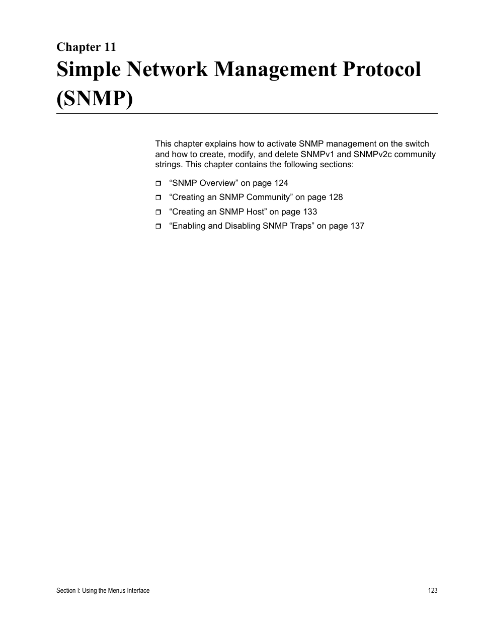 Chapter 11, Simple network management protocol (snmp) | Allied Telesis AT-S79 User Manual | Page 123 / 348