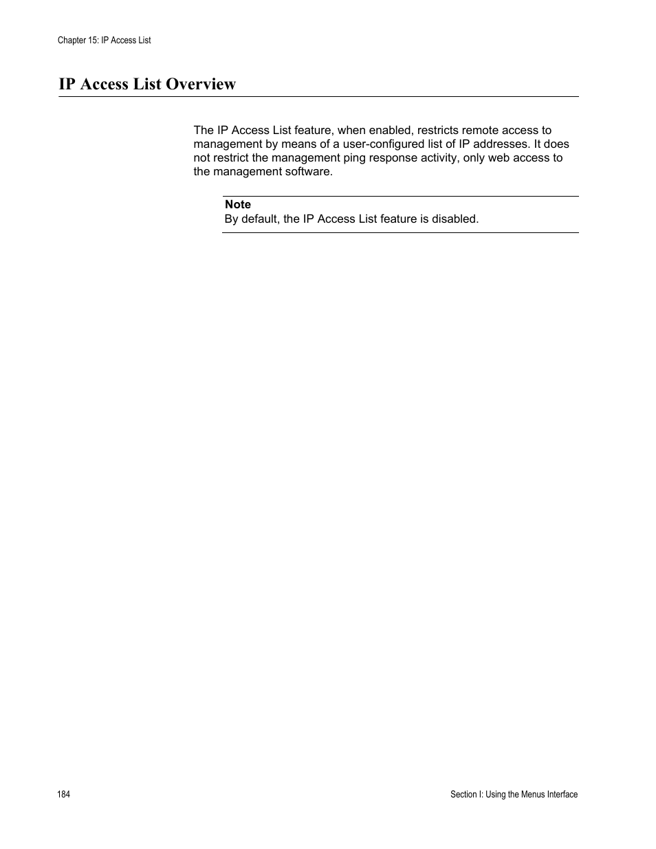 Ip access list overview | Allied Telesis AT-S79 User Manual | Page 184 / 348