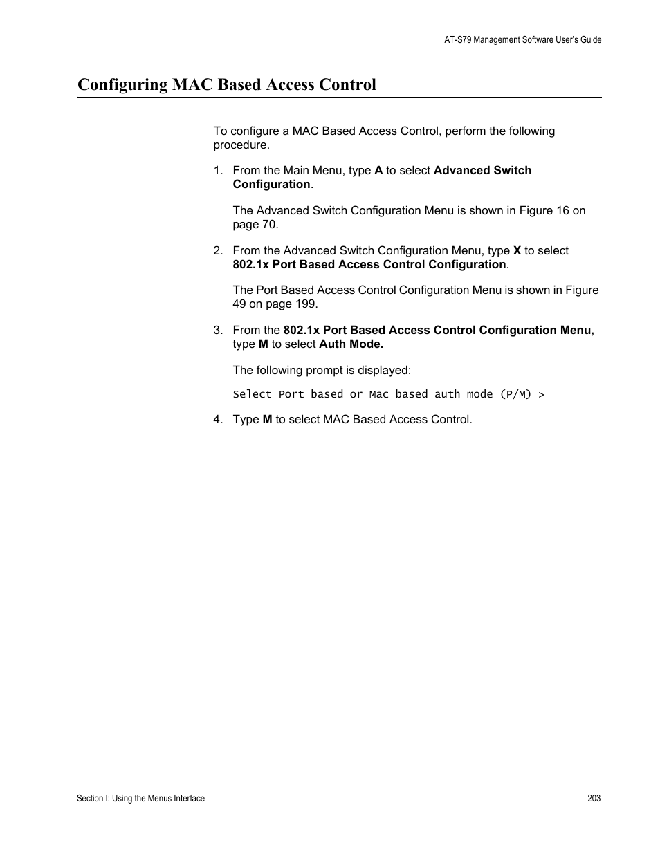 Configuring mac based access control | Allied Telesis AT-S79 User Manual | Page 203 / 348