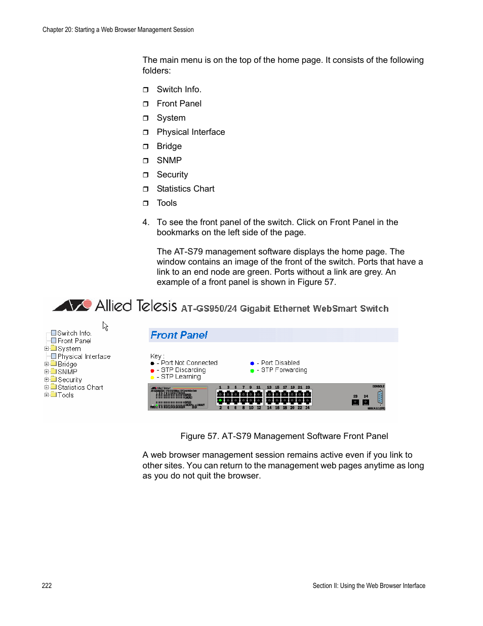 Figure 57. at-s79 management software front panel | Allied Telesis AT-S79 User Manual | Page 222 / 348