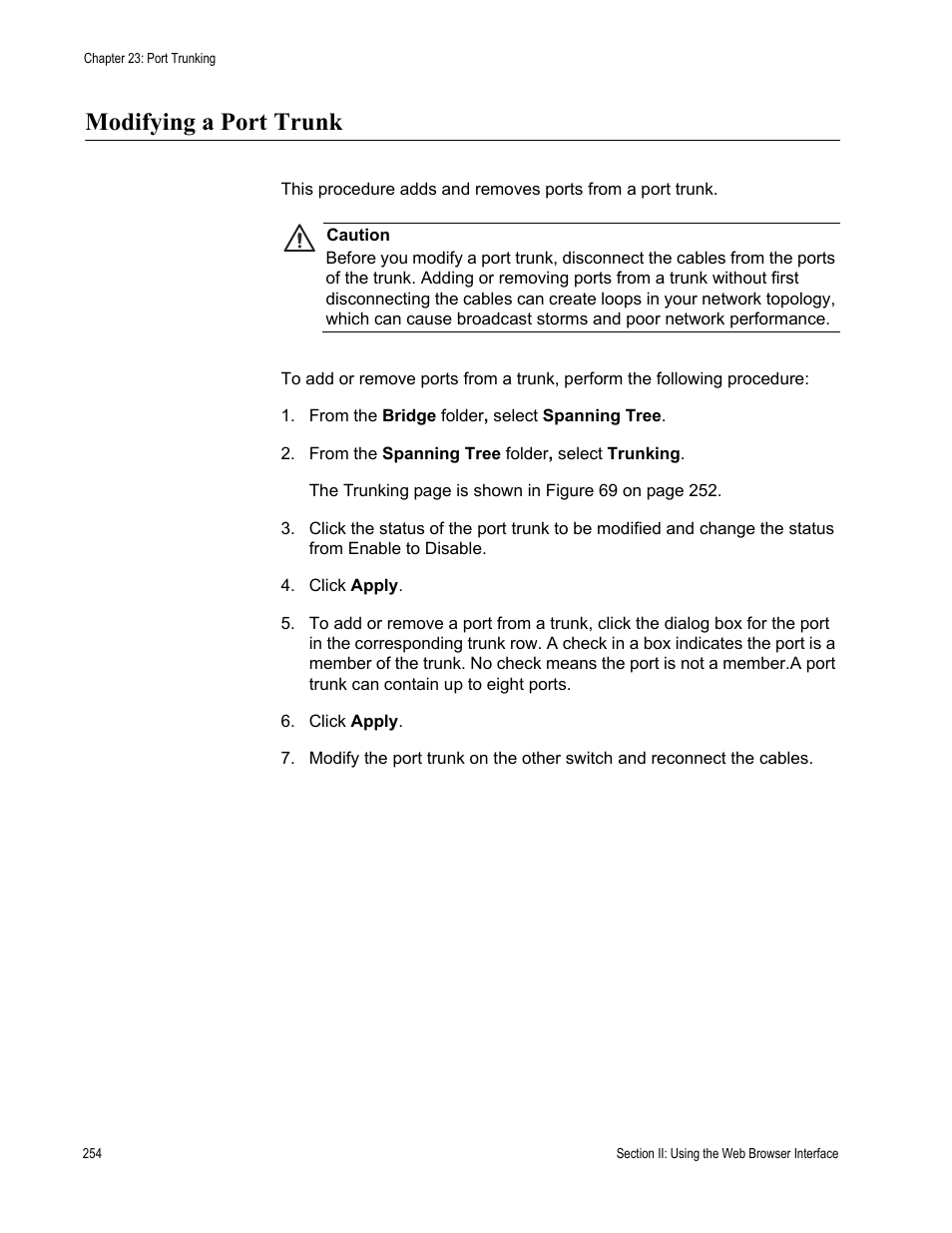 Modifying a port trunk | Allied Telesis AT-S79 User Manual | Page 254 / 348