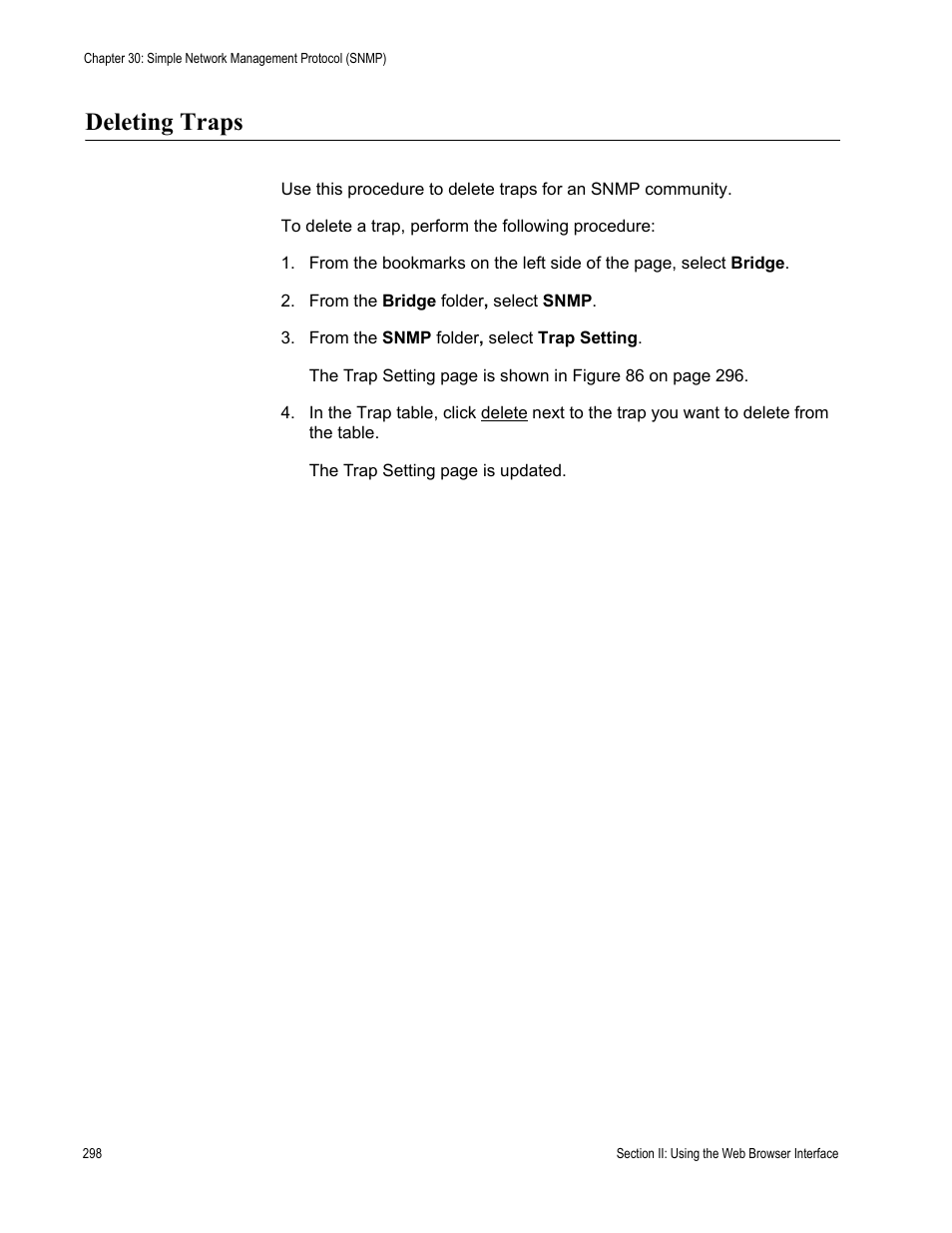 Deleting traps | Allied Telesis AT-S79 User Manual | Page 298 / 348