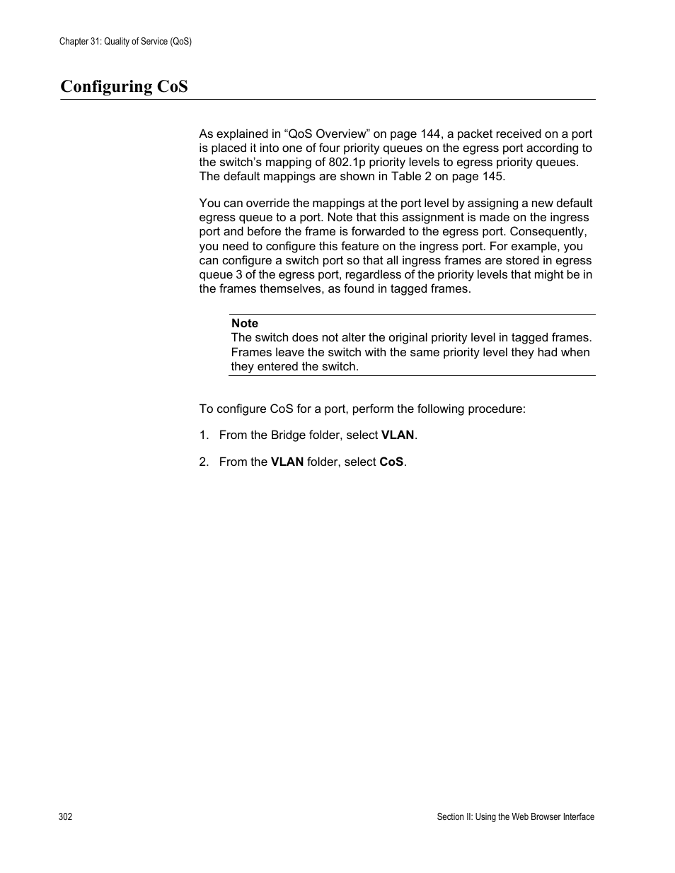 Configuring cos | Allied Telesis AT-S79 User Manual | Page 302 / 348