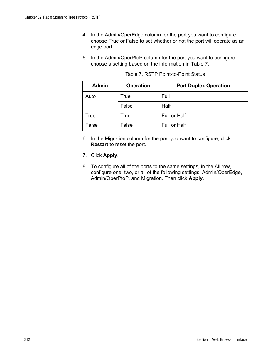Table 7. rstp point-to-point status | Allied Telesis AT-S79 User Manual | Page 312 / 348