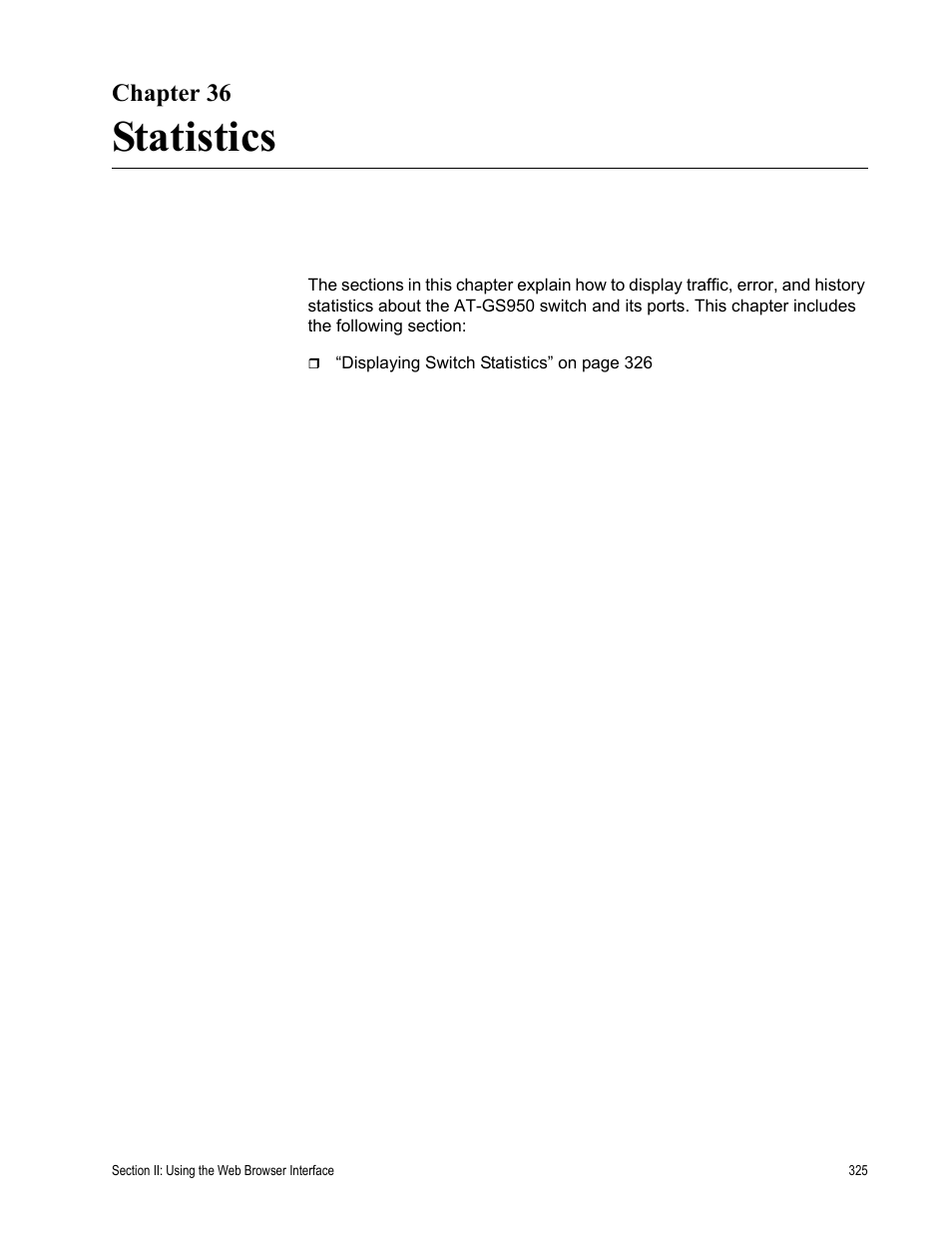 Chapter 36, Statistics | Allied Telesis AT-S79 User Manual | Page 325 / 348