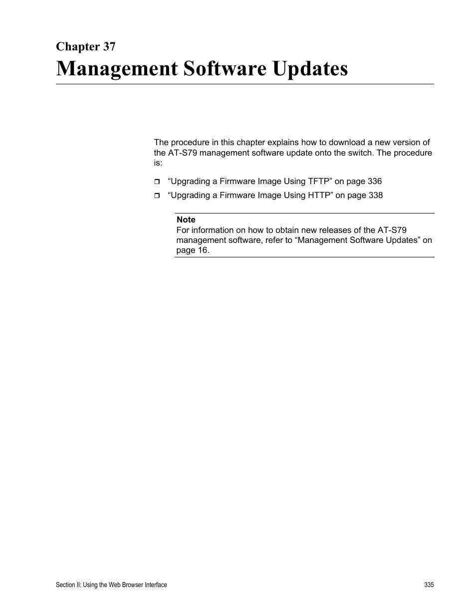 Chapter 37, Management software updates | Allied Telesis AT-S79 User Manual | Page 335 / 348