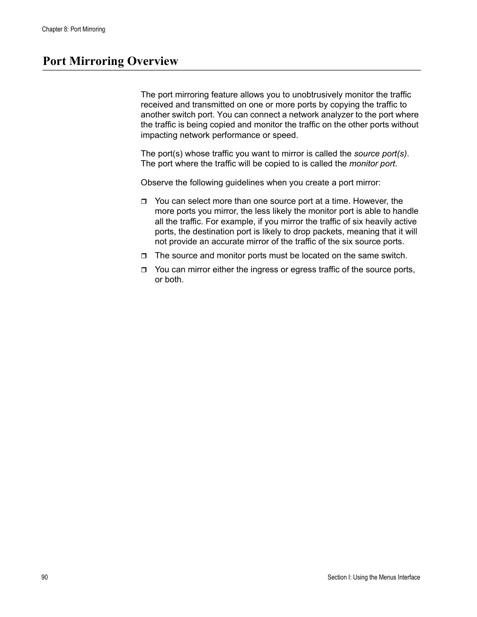 Port mirroring overview | Allied Telesis AT-S79 User Manual | Page 90 / 348