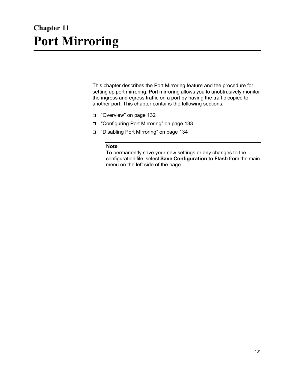 Chapter 11, Port mirroring | Allied Telesis AT-S106 User Manual | Page 131 / 226