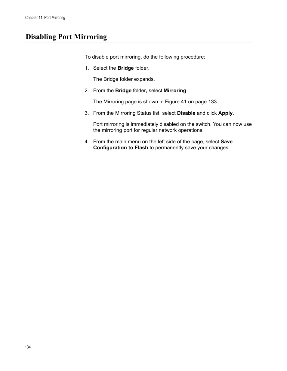 Disabling port mirroring | Allied Telesis AT-S106 User Manual | Page 134 / 226