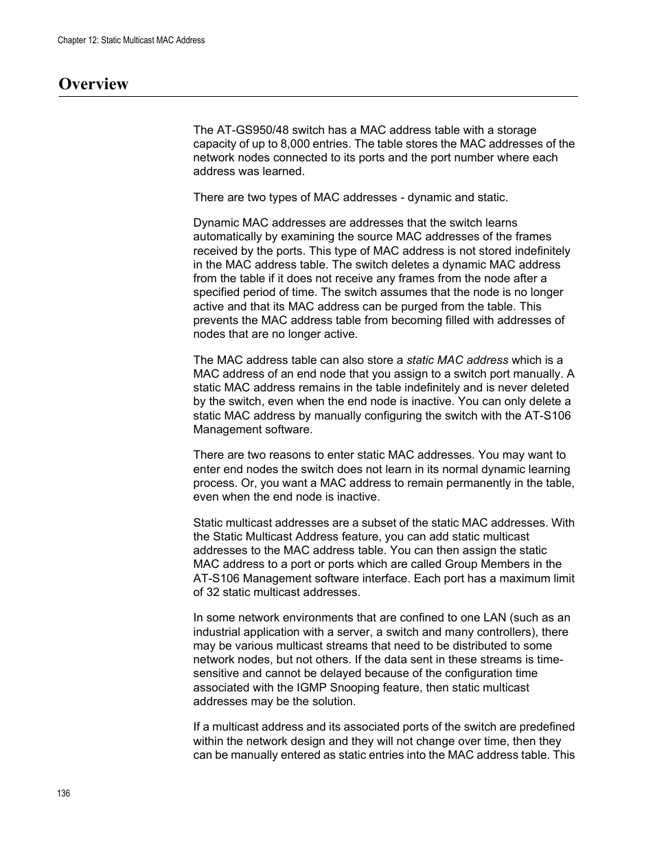 Overview | Allied Telesis AT-S106 User Manual | Page 136 / 226