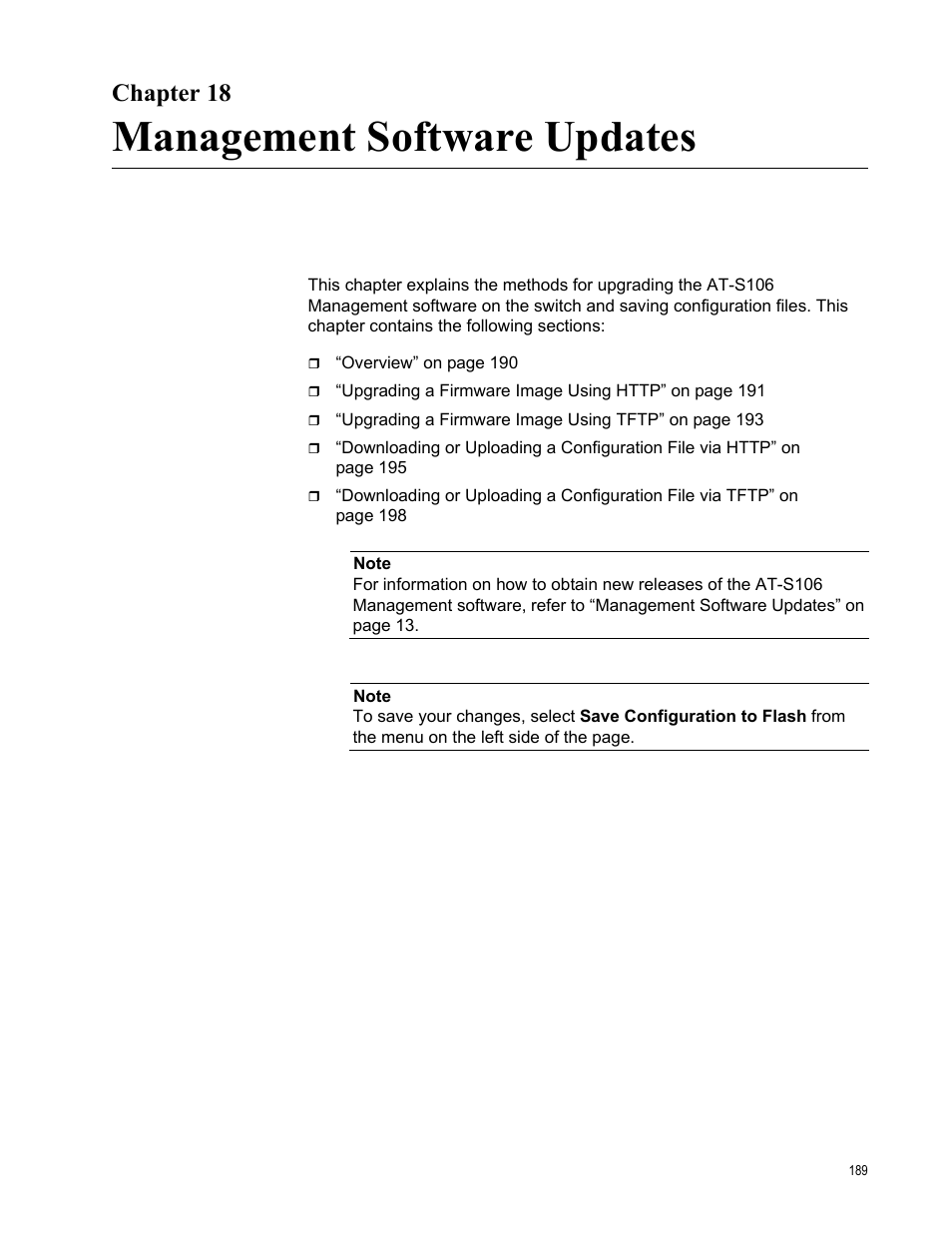 Chapter 18, Management software updates | Allied Telesis AT-S106 User Manual | Page 189 / 226