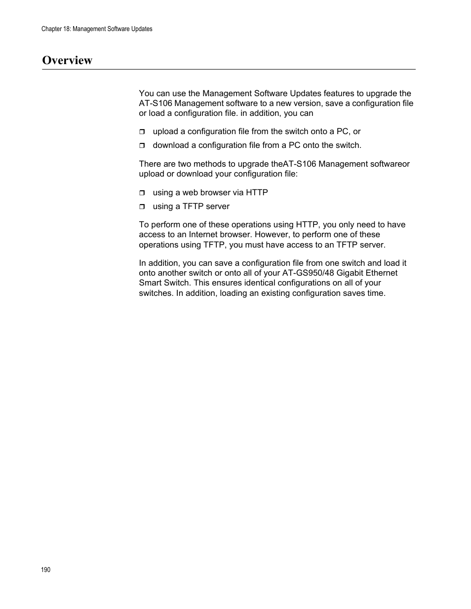 Overview | Allied Telesis AT-S106 User Manual | Page 190 / 226