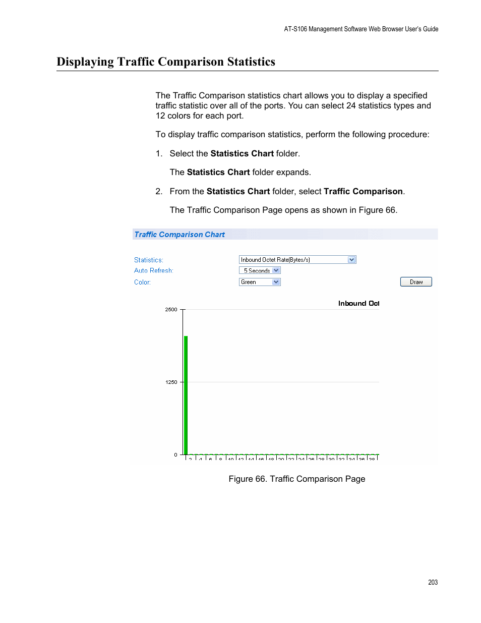 Displaying traffic comparison statistics | Allied Telesis AT-S106 User Manual | Page 203 / 226