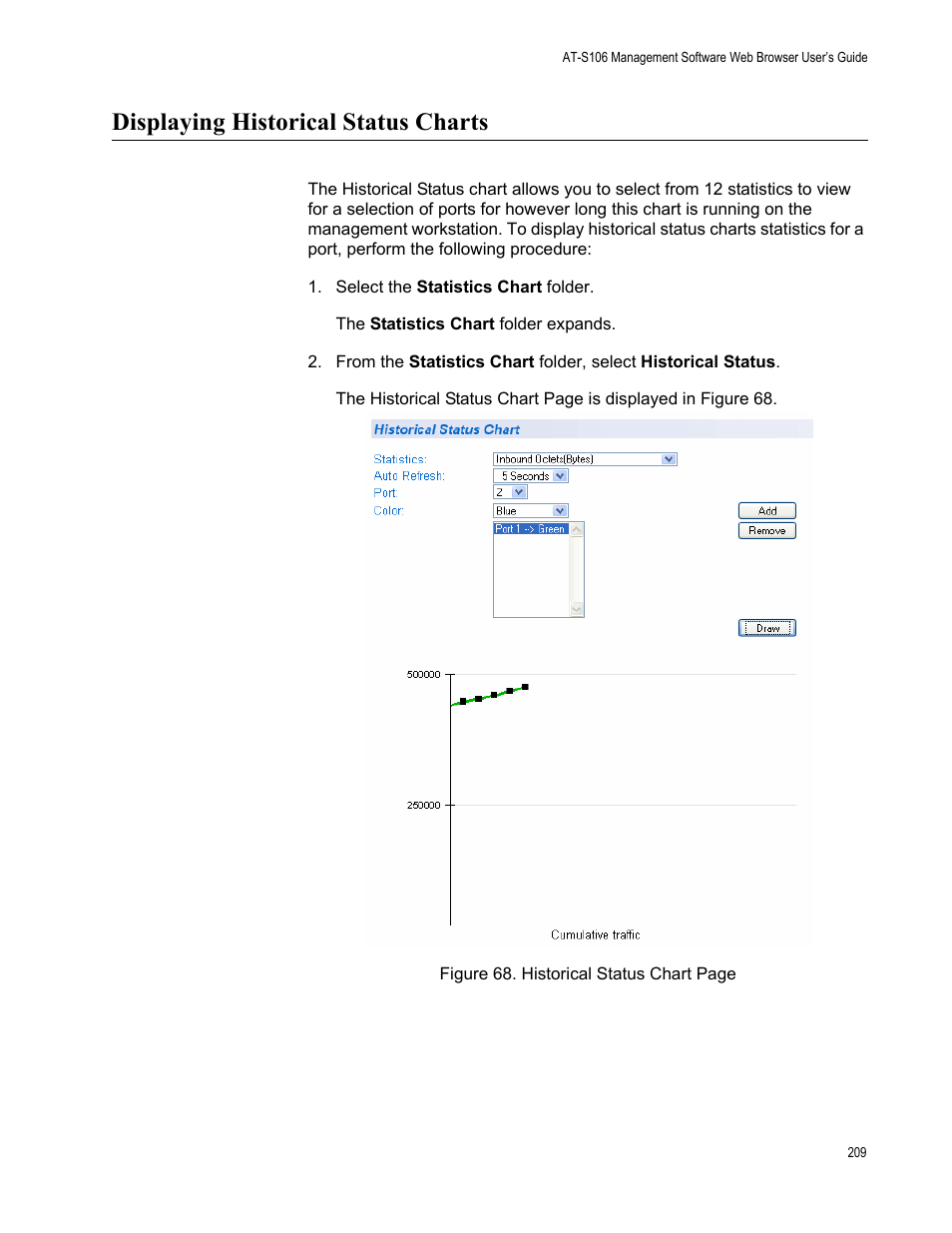 Displaying historical status charts | Allied Telesis AT-S106 User Manual | Page 209 / 226