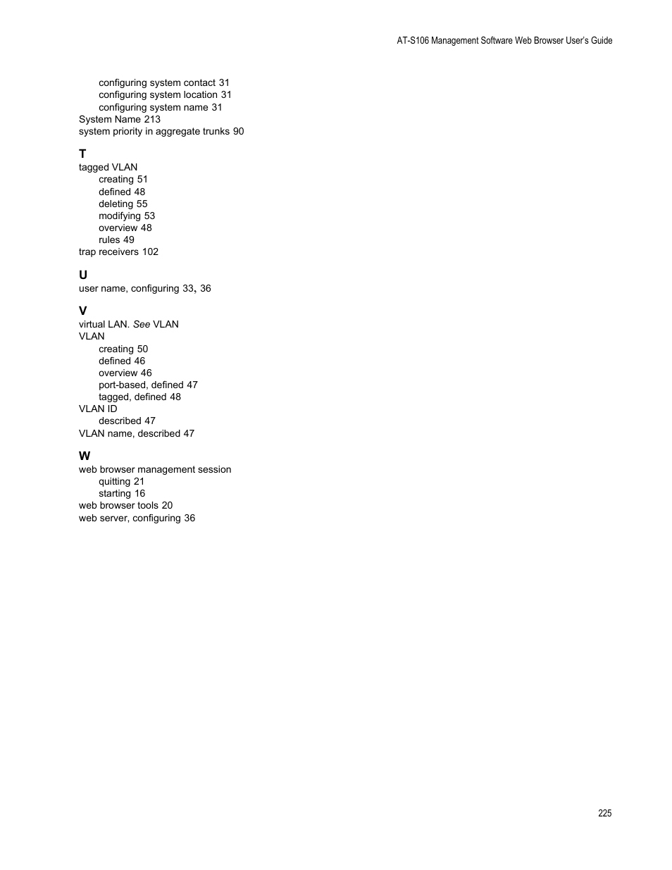 Allied Telesis AT-S106 User Manual | Page 225 / 226
