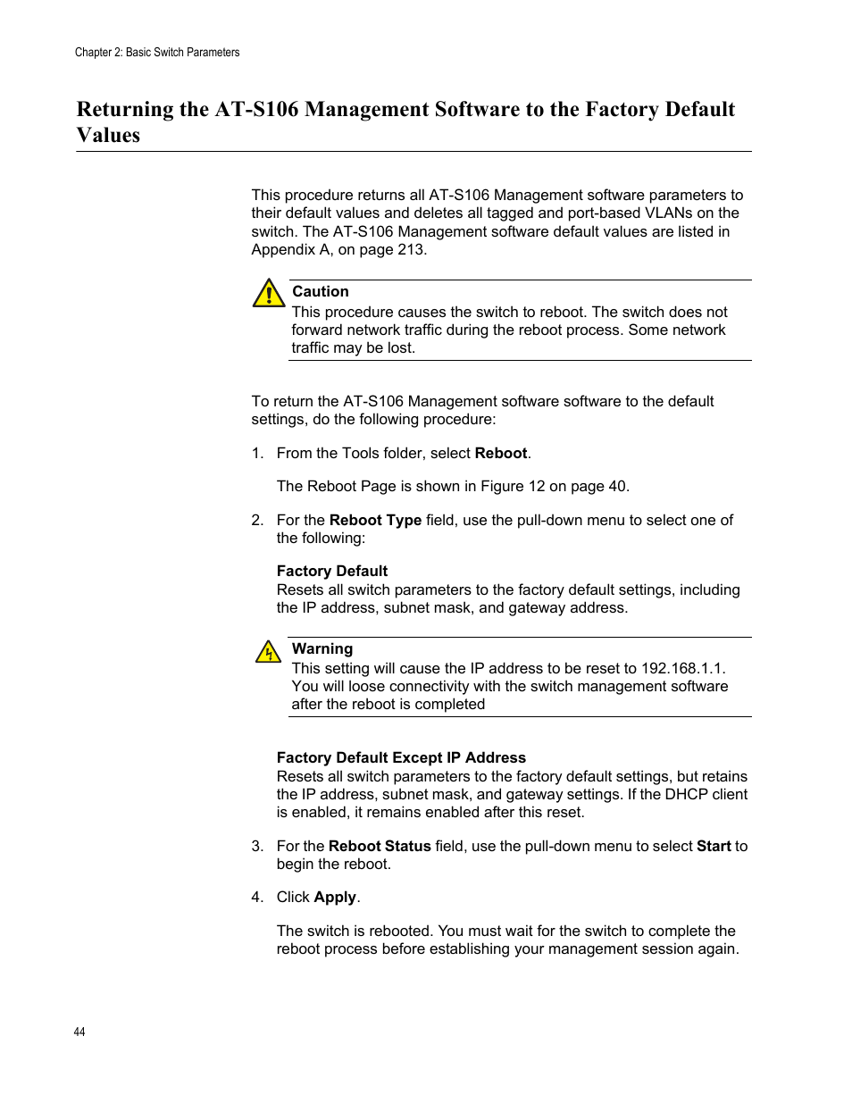 Allied Telesis AT-S106 User Manual | Page 44 / 226