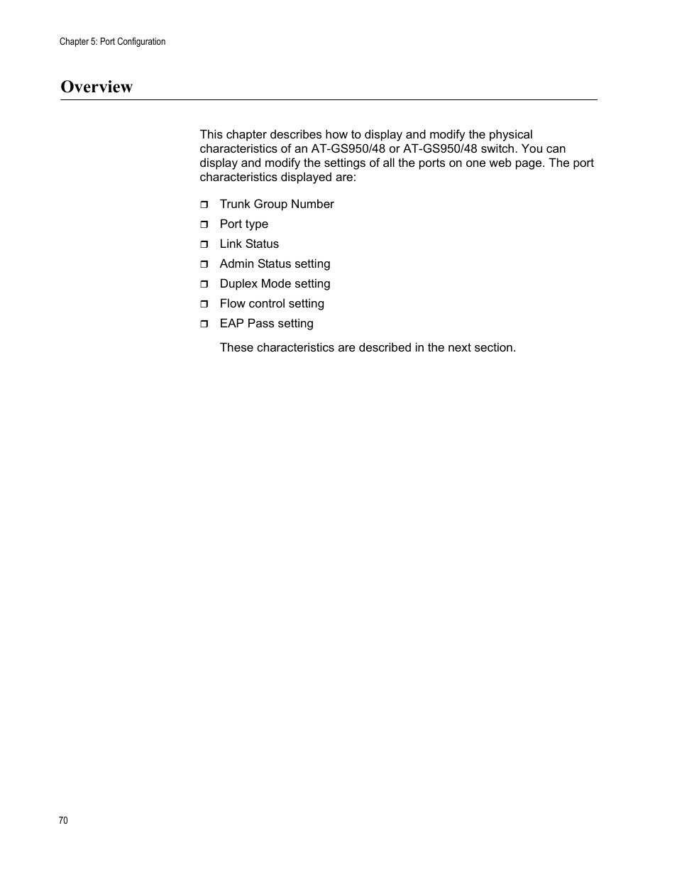 Overview | Allied Telesis AT-S106 User Manual | Page 70 / 226