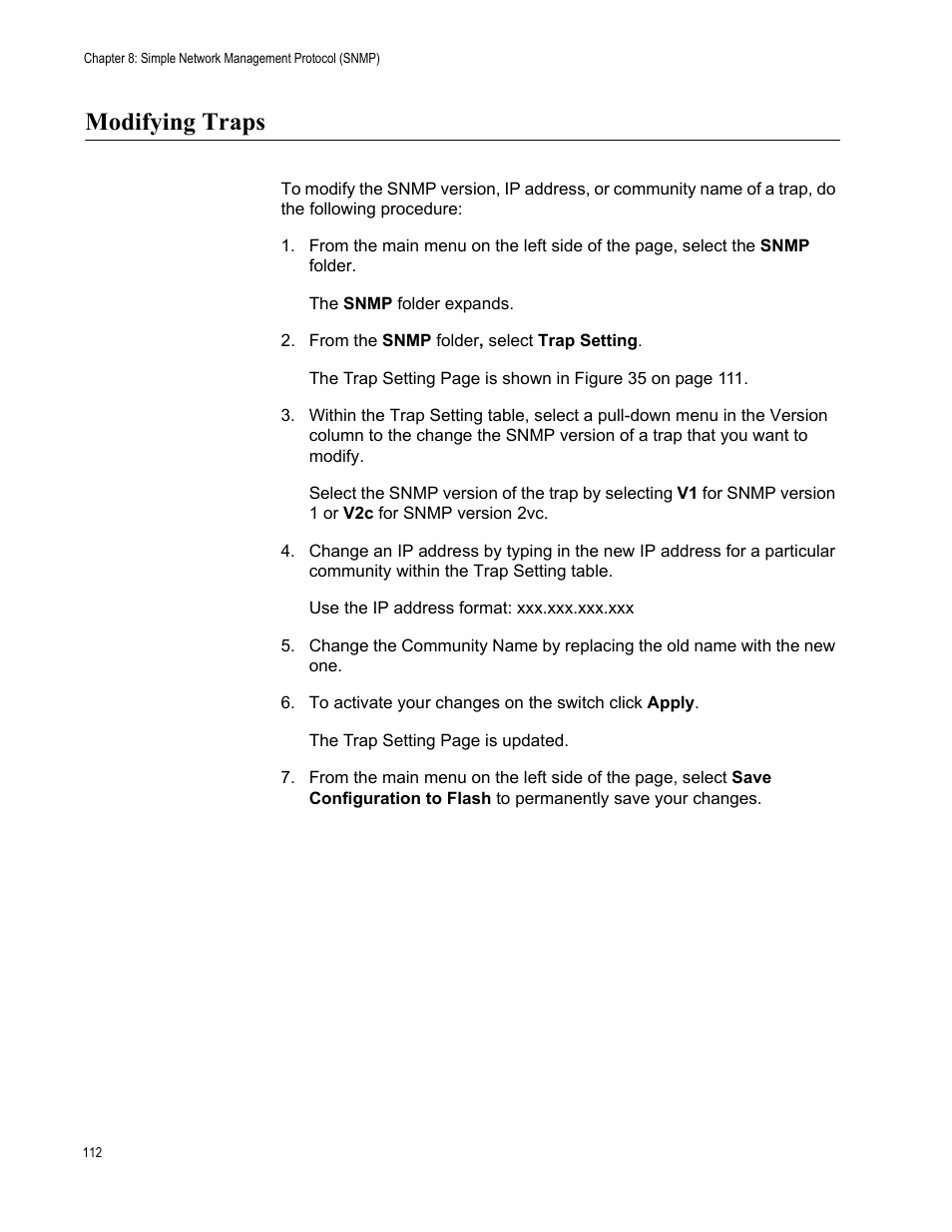 Modifying traps | Allied Telesis AT-S105 User Manual | Page 112 / 234