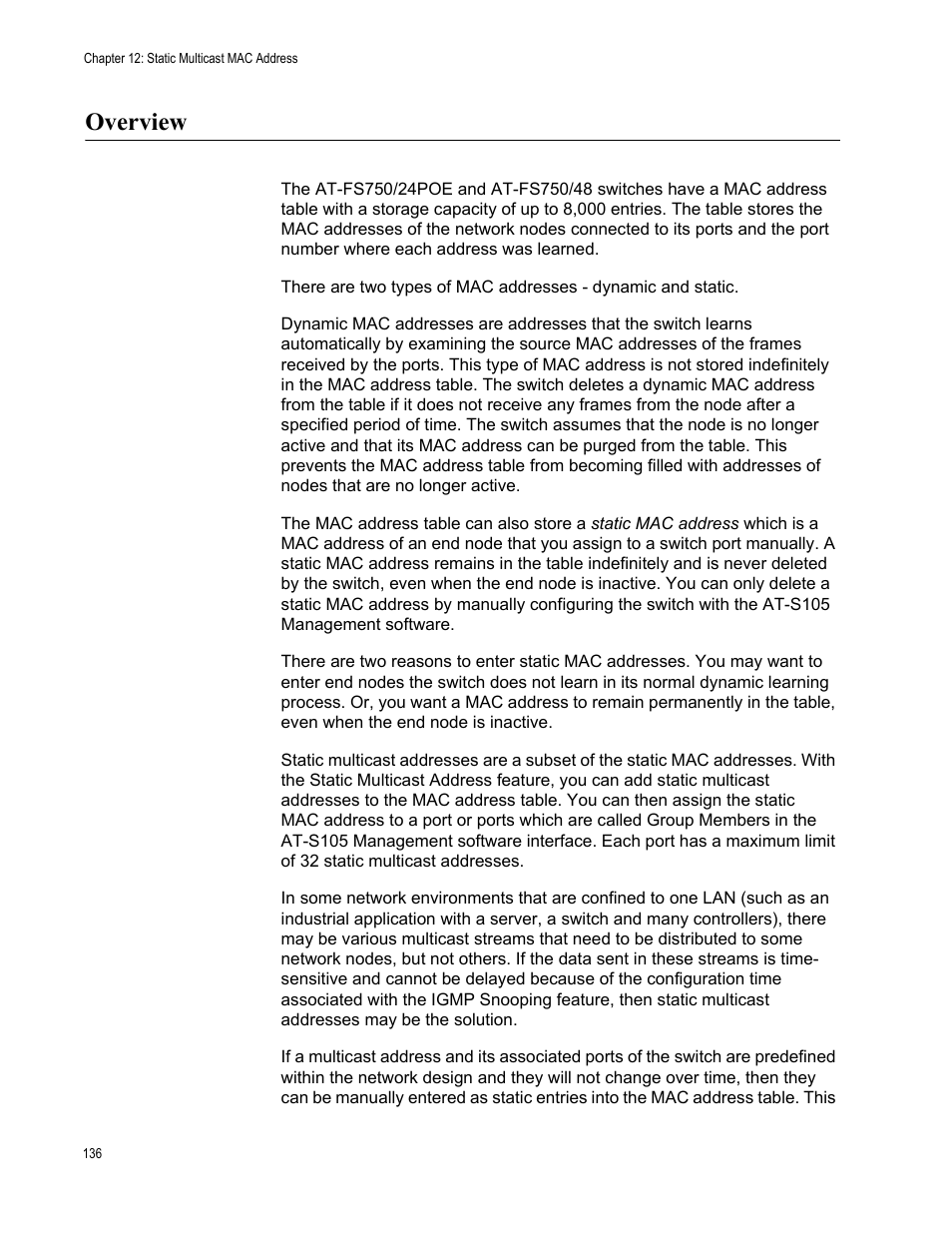 Overview | Allied Telesis AT-S105 User Manual | Page 136 / 234