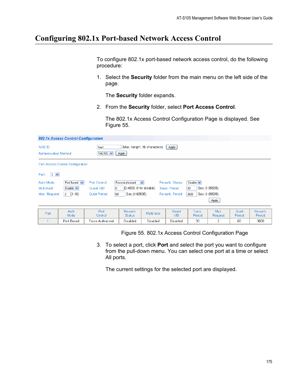 S, as explained in “configuring | Allied Telesis AT-S105 User Manual | Page 175 / 234