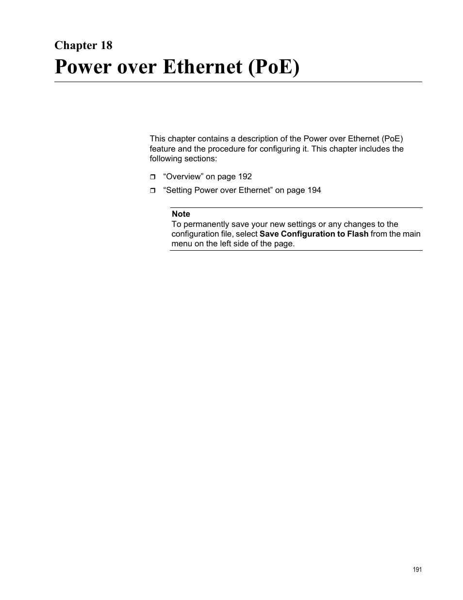 Chapter 18, Power over ethernet (poe) | Allied Telesis AT-S105 User Manual | Page 191 / 234