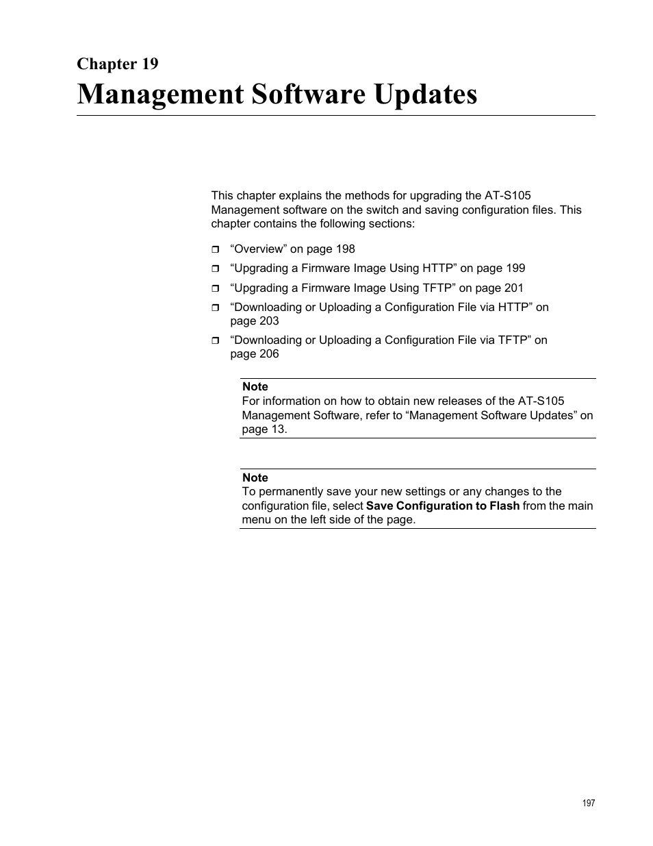 Chapter 19, Management software updates | Allied Telesis AT-S105 User Manual | Page 197 / 234