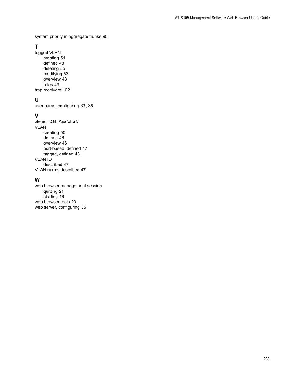 Allied Telesis AT-S105 User Manual | Page 233 / 234