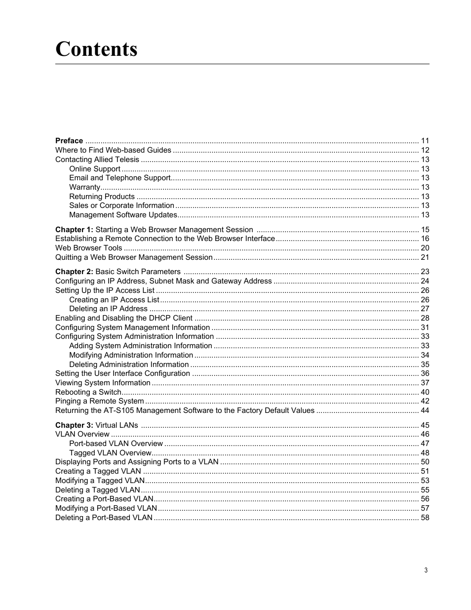 Allied Telesis AT-S105 User Manual | Page 3 / 234