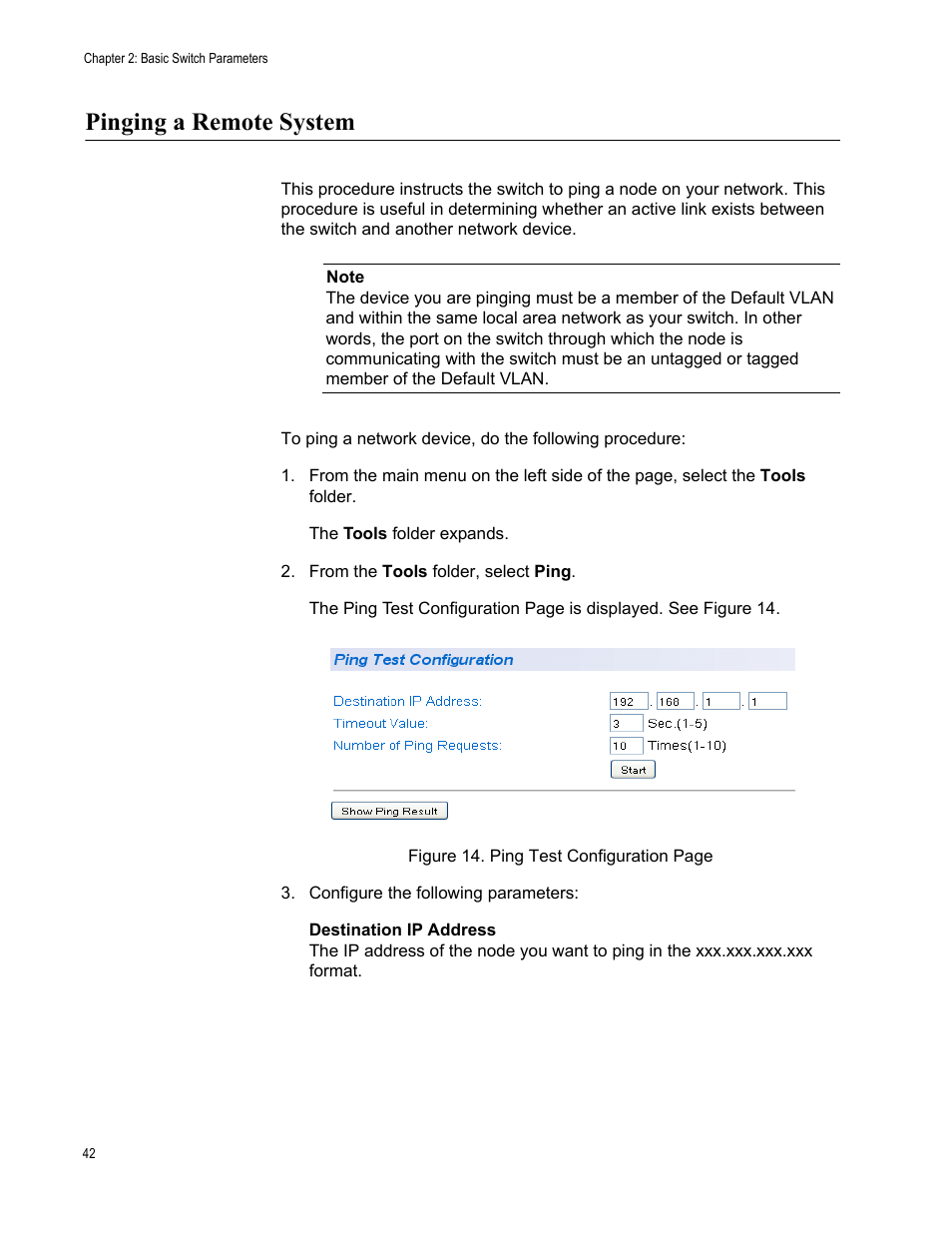 Pinging a remote system | Allied Telesis AT-S105 User Manual | Page 42 / 234