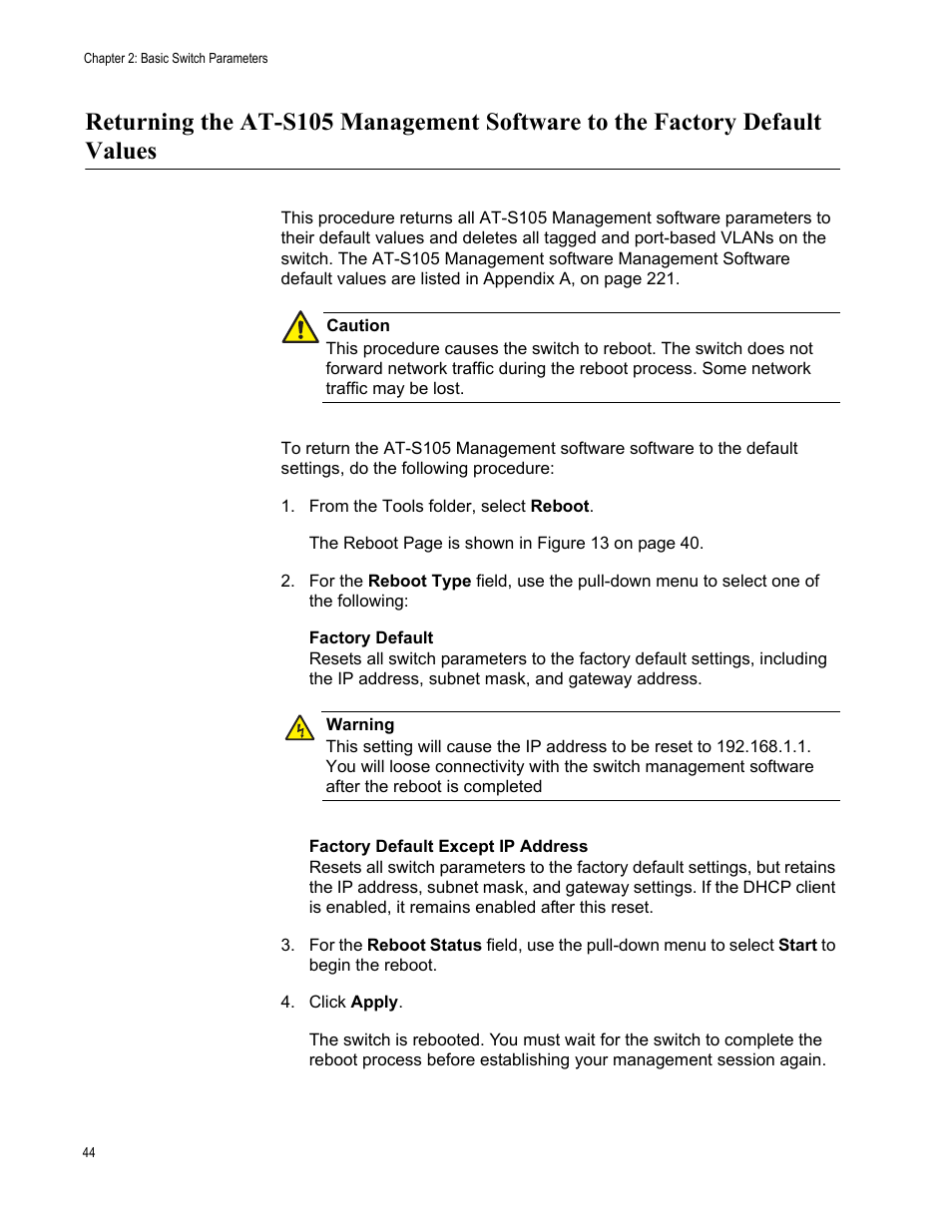 Allied Telesis AT-S105 User Manual | Page 44 / 234