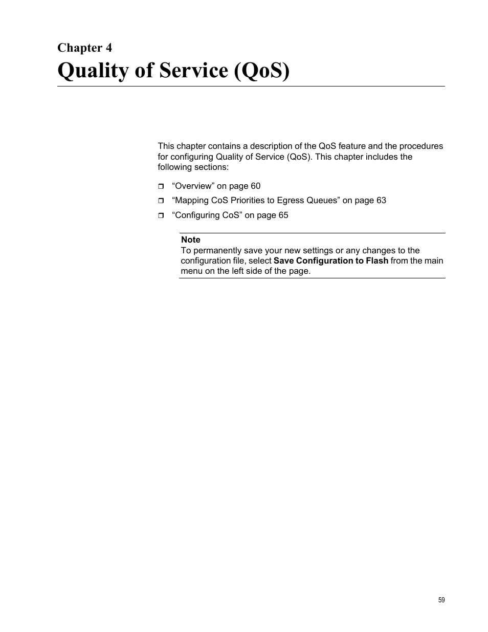 Chapter 4, Quality of service (qos) | Allied Telesis AT-S105 User Manual | Page 59 / 234
