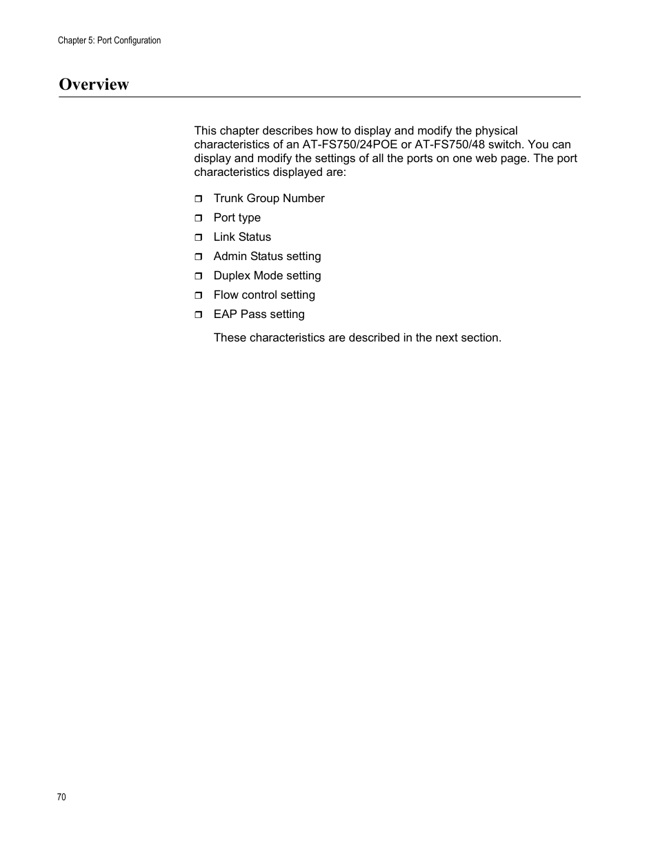 Overview | Allied Telesis AT-S105 User Manual | Page 70 / 234
