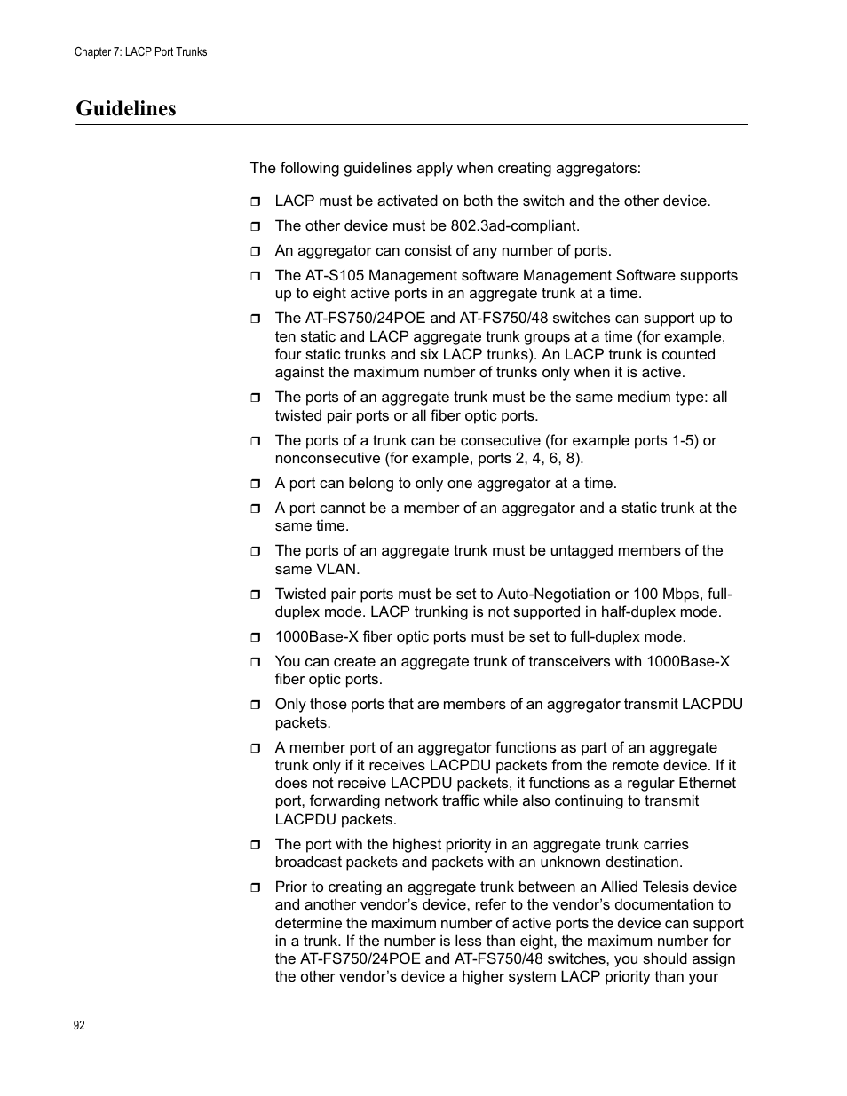 Guidelines | Allied Telesis AT-S105 User Manual | Page 92 / 234