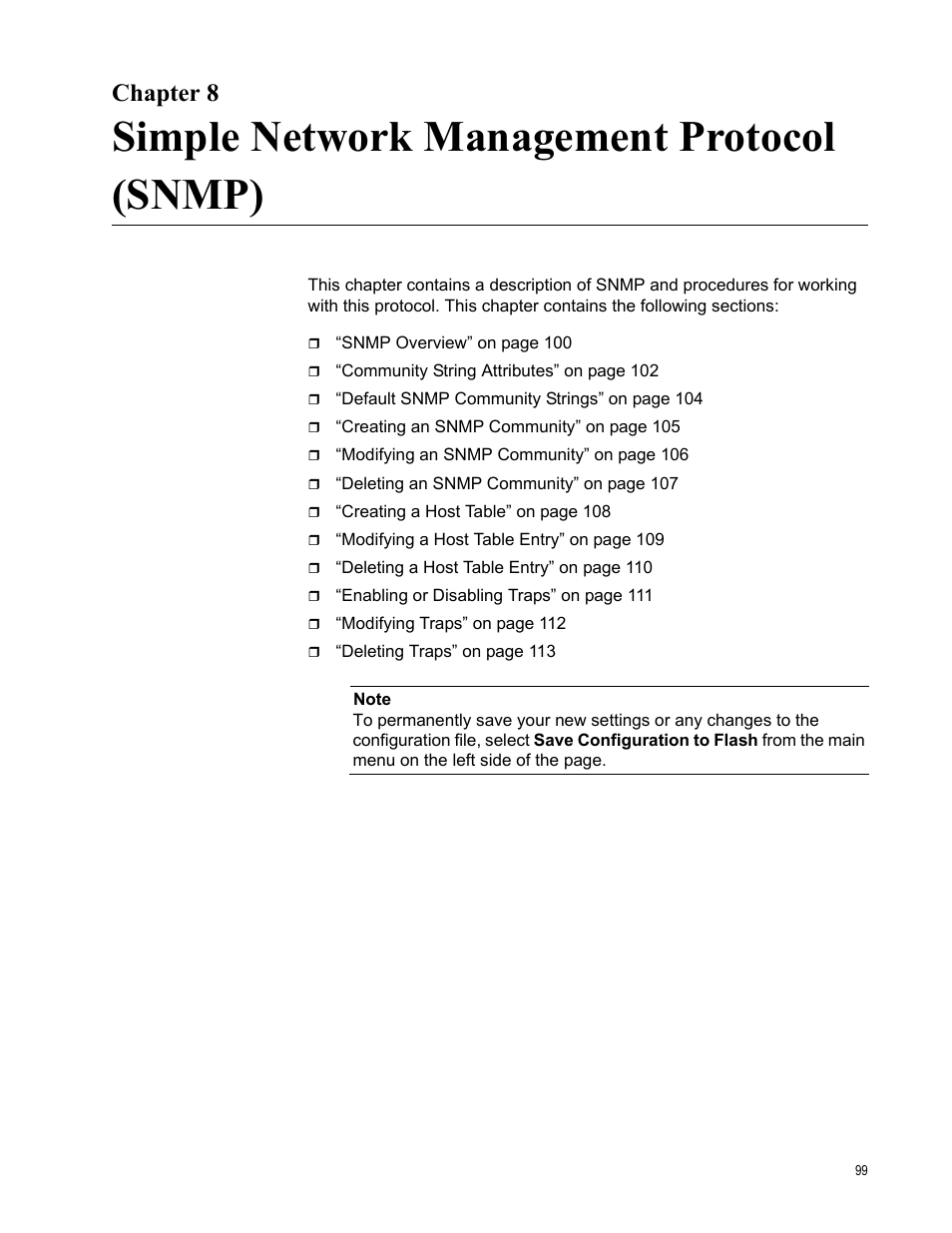 Chapter 8, Simple network management protocol (snmp) | Allied Telesis AT-S105 User Manual | Page 99 / 234