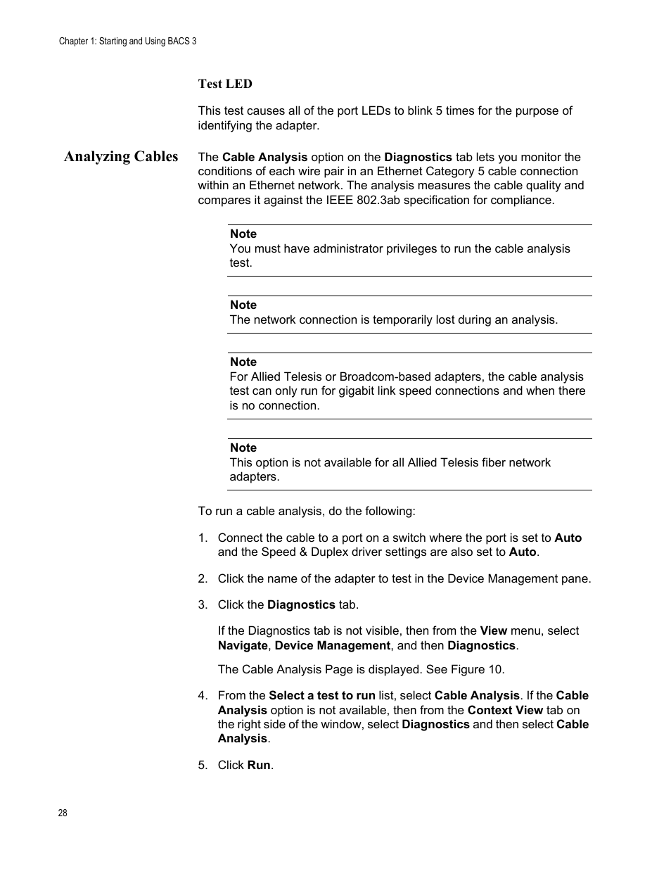 Analyzing cables | Allied Telesis Broadcom Advanced Control Suite 3 User Manual | Page 28 / 80