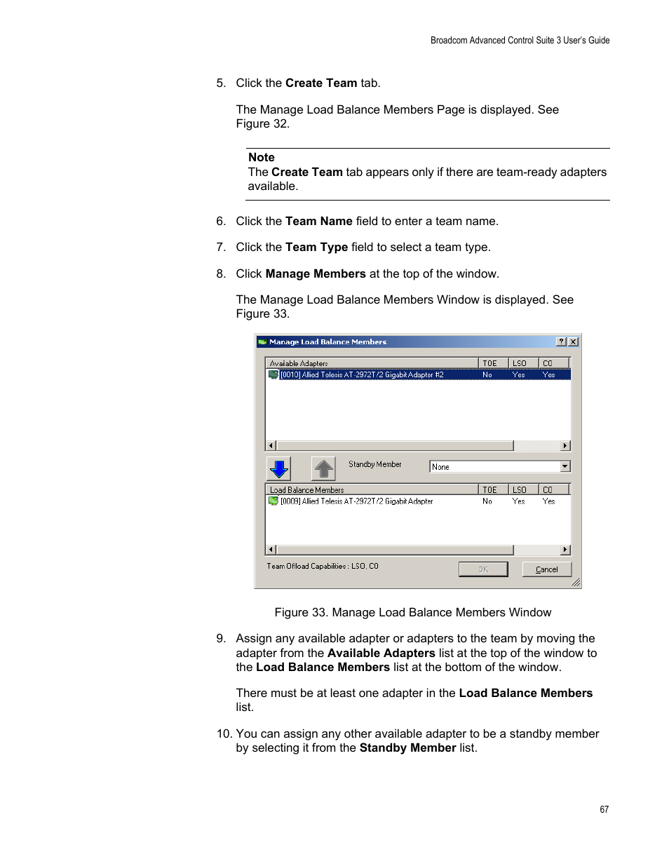 Figure 33: manage load balance members window | Allied Telesis Broadcom Advanced Control Suite 3 User Manual | Page 67 / 80