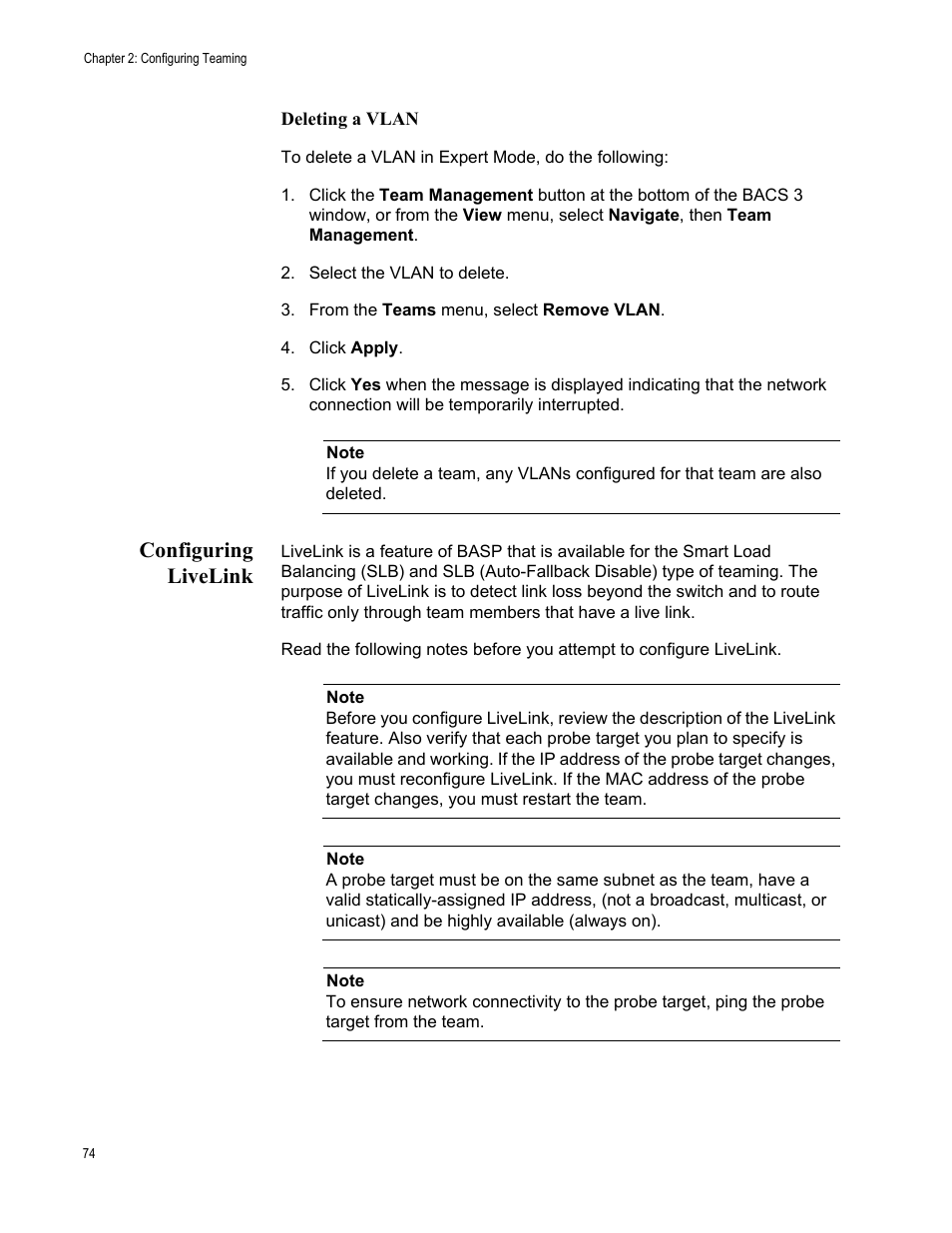 Configuring livelink | Allied Telesis Broadcom Advanced Control Suite 3 User Manual | Page 74 / 80