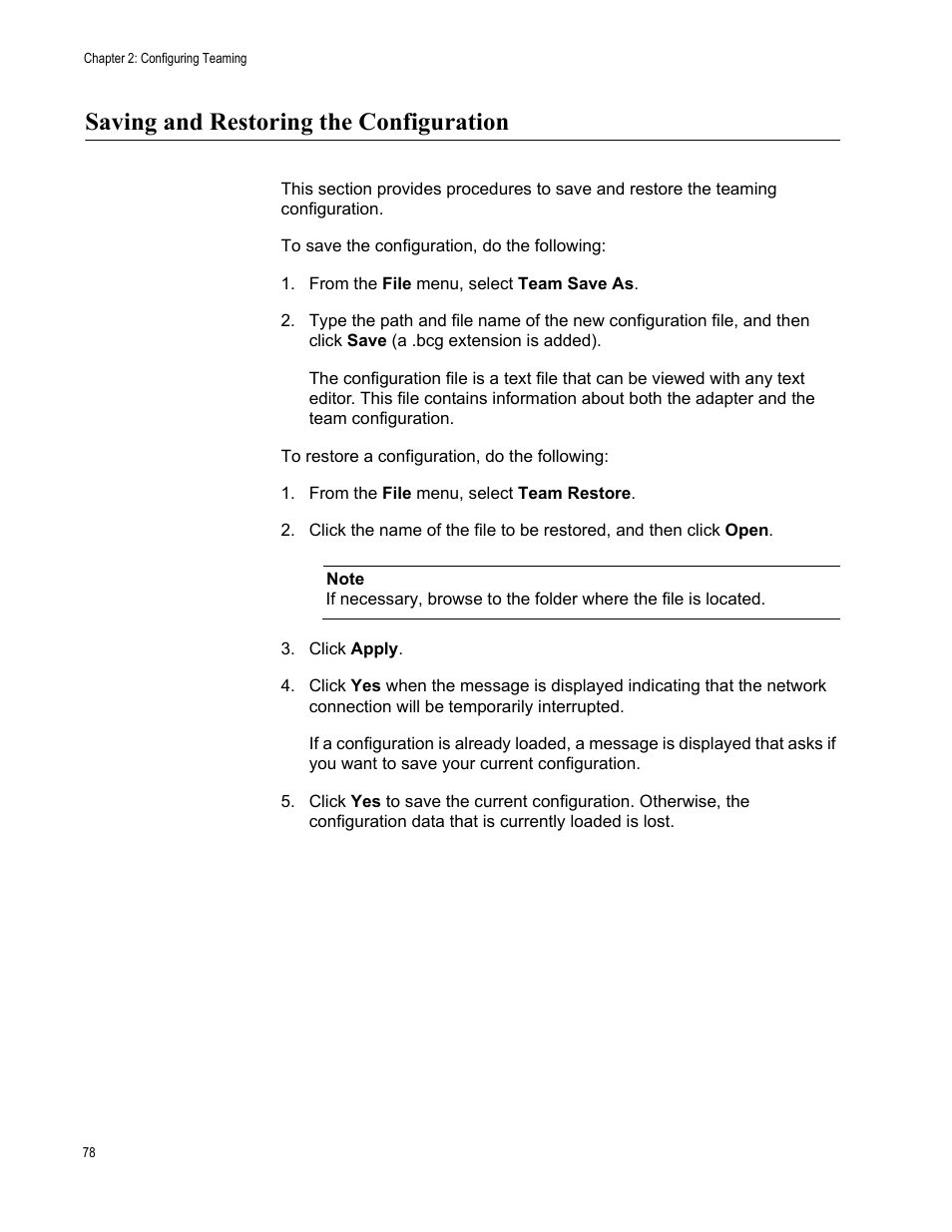 Saving and restoring the configuration | Allied Telesis Broadcom Advanced Control Suite 3 User Manual | Page 78 / 80